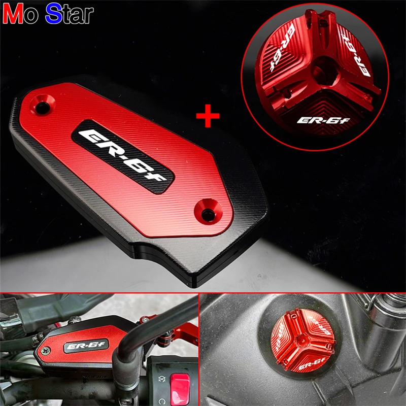 ER-6F Motorcycle Front Brake Fluid Reservoir Cover Engine Oil Filler Cap For KAWASAKI ER6F ER-6F 6F ER6 F 2006-2016