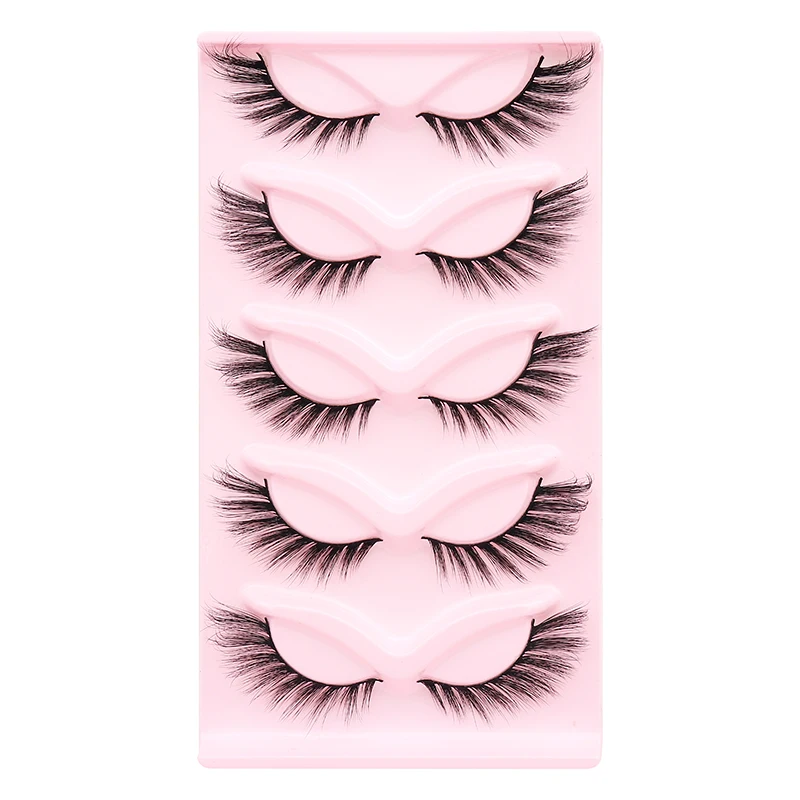 Cat Eye Lashes 5 pairs Faux Mink Eyelashes Natural Soft  False Eyelashes Wispy Mink Lashes Makeup Eyelash Extension Fake Lashes