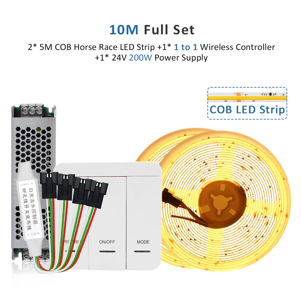 MJJCLED WS2811 IC COB Pferderennen LED-Streifenlichter 24 V 360 LEDs/M Warmweiß 5 M 10 M 15 M 20 M fließendes Wasser LED-Bandlampe für Raumdekoration 6