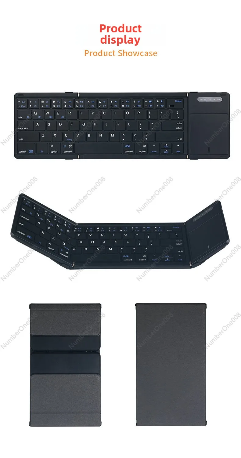 B077T Wireless Keyboard Folding Leather Case Keyboard Seamless Keyboard Bluetooth Tablet Mini Portable