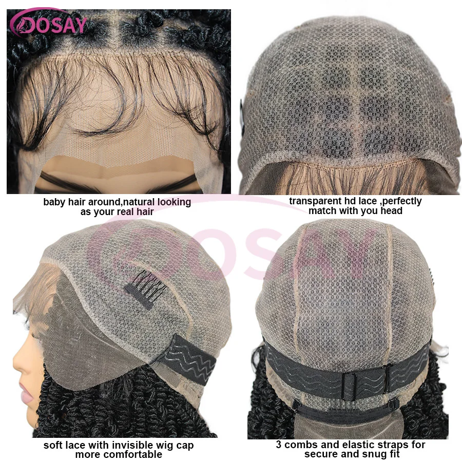 Perruque Synthétique Tressée Full Lace pour Femme Africaine, Tresses Courtes Bob, Sans Nministériels ds, 12 Pouces