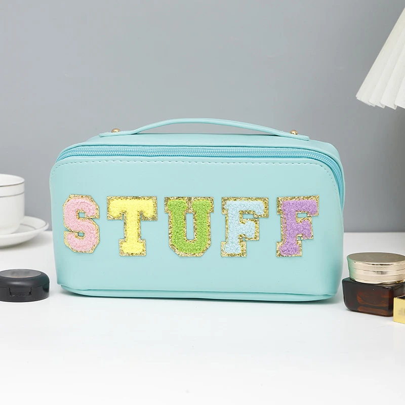 Candy Color Letter Makeup Bag Women's Portable Large Capacity Advanced Travel Wash Bag Cosmetics Storage Box