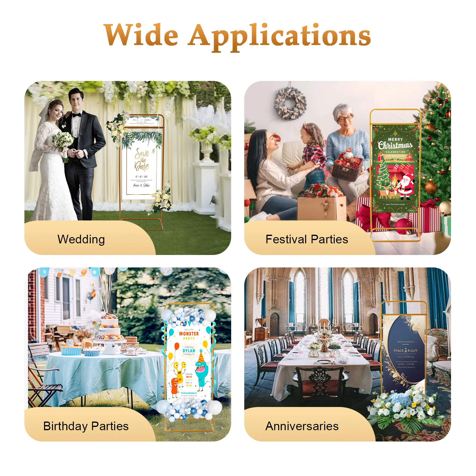 4.9 Feet Metal Wedding Sign Stand Welcome Sign Frame DIY Wedding Sign Rack for Welcome Signs ﻿            ﻿