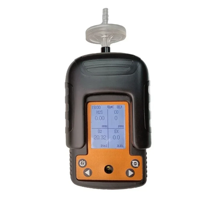 Portable gas detector, one-button distress function, four-in-one gas analyzer
