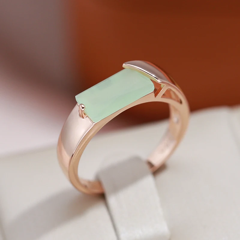 JULYDREAM Simple Style Square Mist Green zircone anelli per le donne 585 Color oro Vintage Fashion Jewelry Personality Rings Gifts