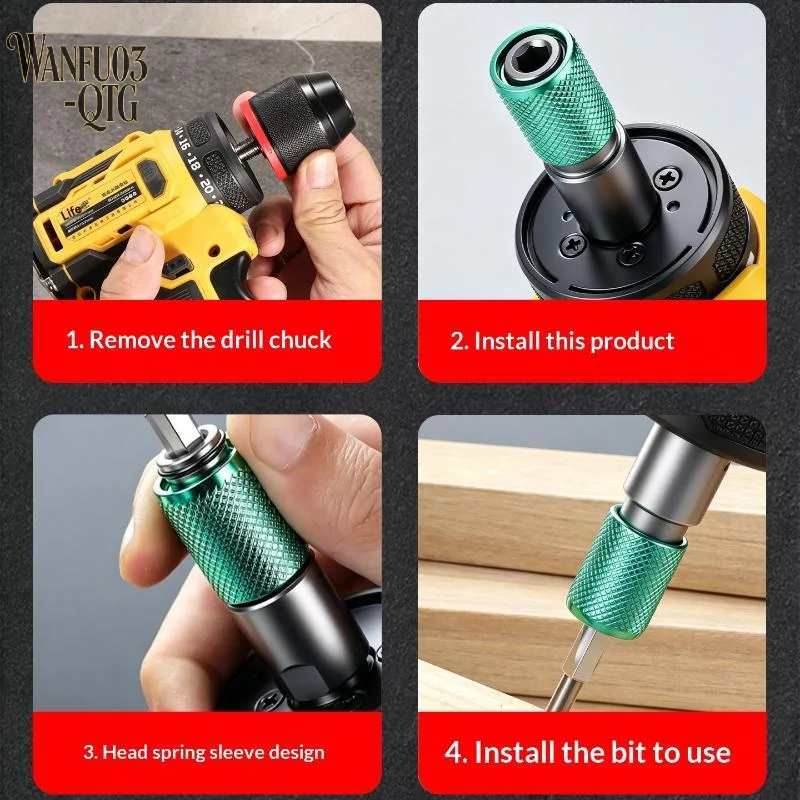 Hot 10mm Threaded To 1/4 Inch Hex Adapter Keyless Electric Drill Screwdriver Conversion Head Quick Release Drill Converter 1PC