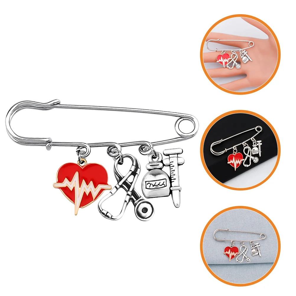 

Doctor Nurse Brooch Stethoscope Pin for Clothes Brooches Jewelry Heart-shaped Miss