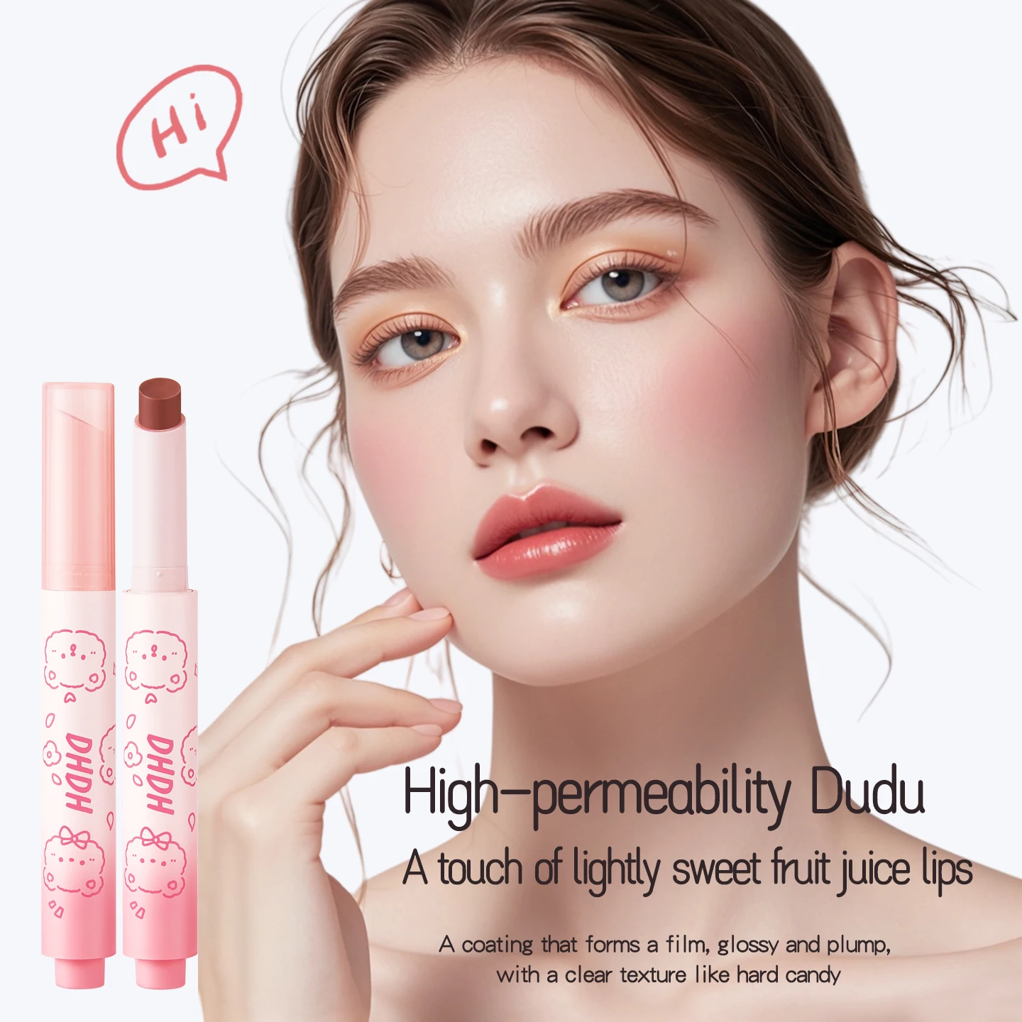 لطيف الدب الصلبة ملمع الشفاه ترطيب مائي ملون قلم أحمر الشفاه بلسم الشفاه طويلة الأمد غير عصا كوب سطع هلام الشفاه بلسم #3