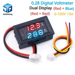 Yüksek Kaliteli DC 100 V 10A Voltmetre Ampermetre Mavi + Kırmızı LED Amp Çift Dijital Volt Metre Ölçer