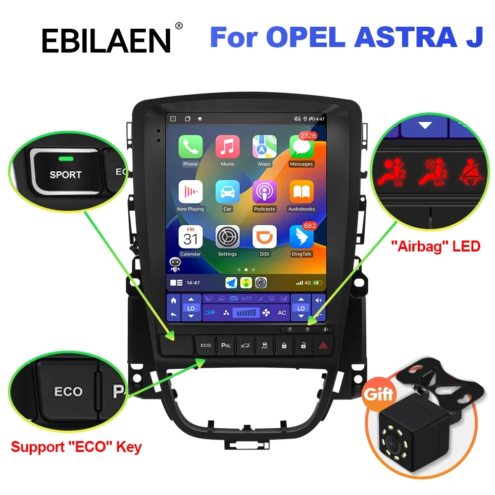 

Автомагнитола EBILAEN, 2DIN, Android 12,0, для Opel Astra J Verano Vauxhall 2007-2014