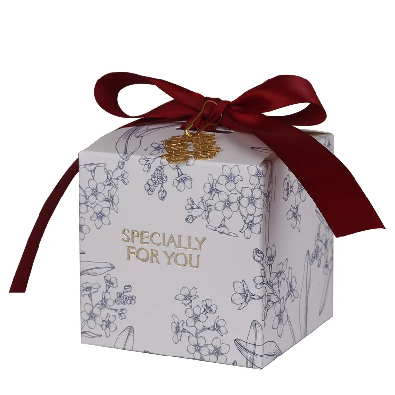 علبة هدايا الزفاف حلوى الشوكولاته وجبة خفيفة حزمة عيد ميلاد الأحمر والأخضر والشمبانيا حفل زفاف علب الهدايا 50 قطعة #5