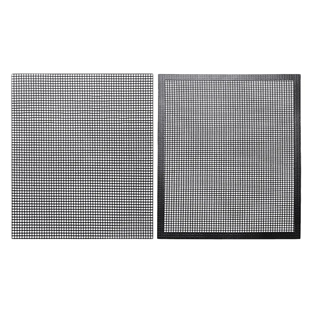 

2pcs BBQ Grill Mats Heat Proof Baking Non-stick Black Glass Fiber Lightweight Storage Camping Oven Vegetables Fish