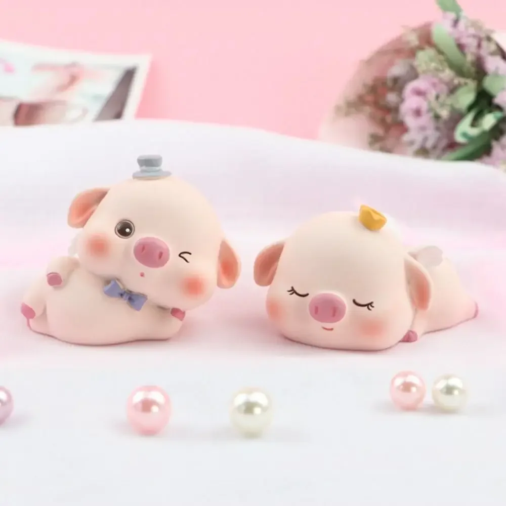 Kawaii Little Pink Pig Figurine Mini Exquisite Lovely Pig Pet Figurine Cartoon Romance Animal Cake Decoration Office