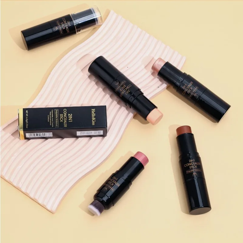 Bâton de maquillage polyvalent tout-en-un, pour Contour, surligneur, Blush et fond de teint, formule professionnelle crémeuse pour sculpter le visage