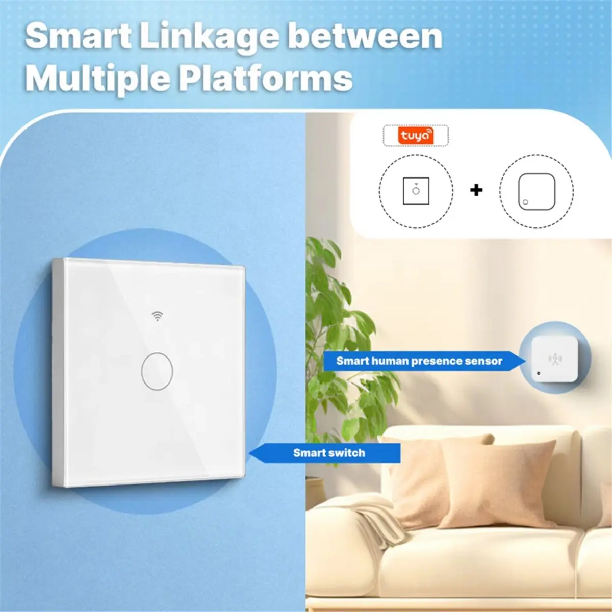 update. Tuya Smart Matter Light Switch WiFi EU Standard 1-Way Smart Switch Glass Touch Panel APP Remote Control Voice White