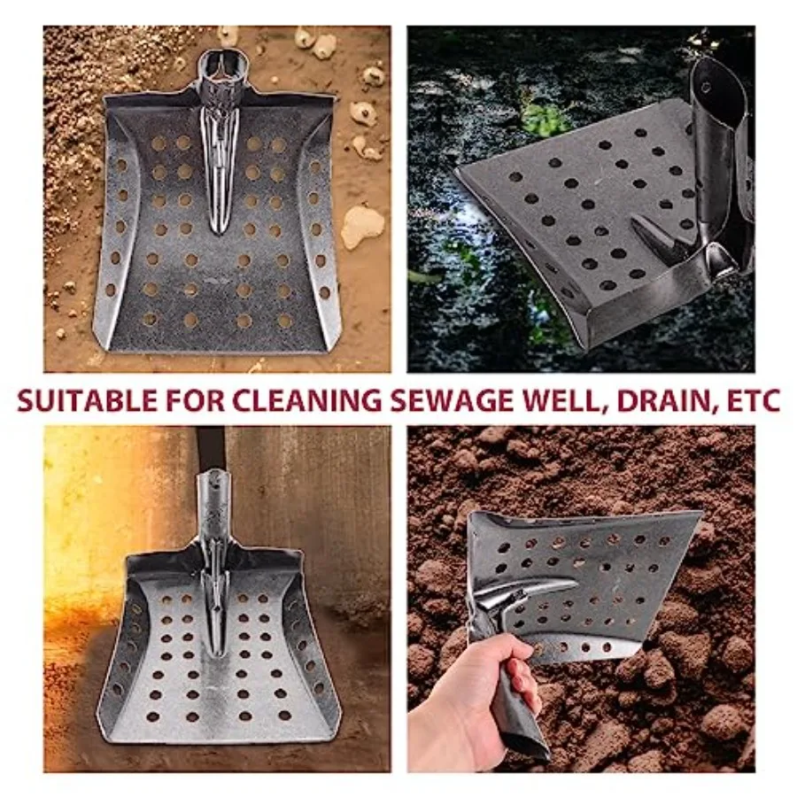 مجرفة حديقة شديدة التحمل لخلع الطين ومنظف الصرف المعدني ومغرفة حفار الرمل مثالية لصيانة الصرف واستخلاص الفحم