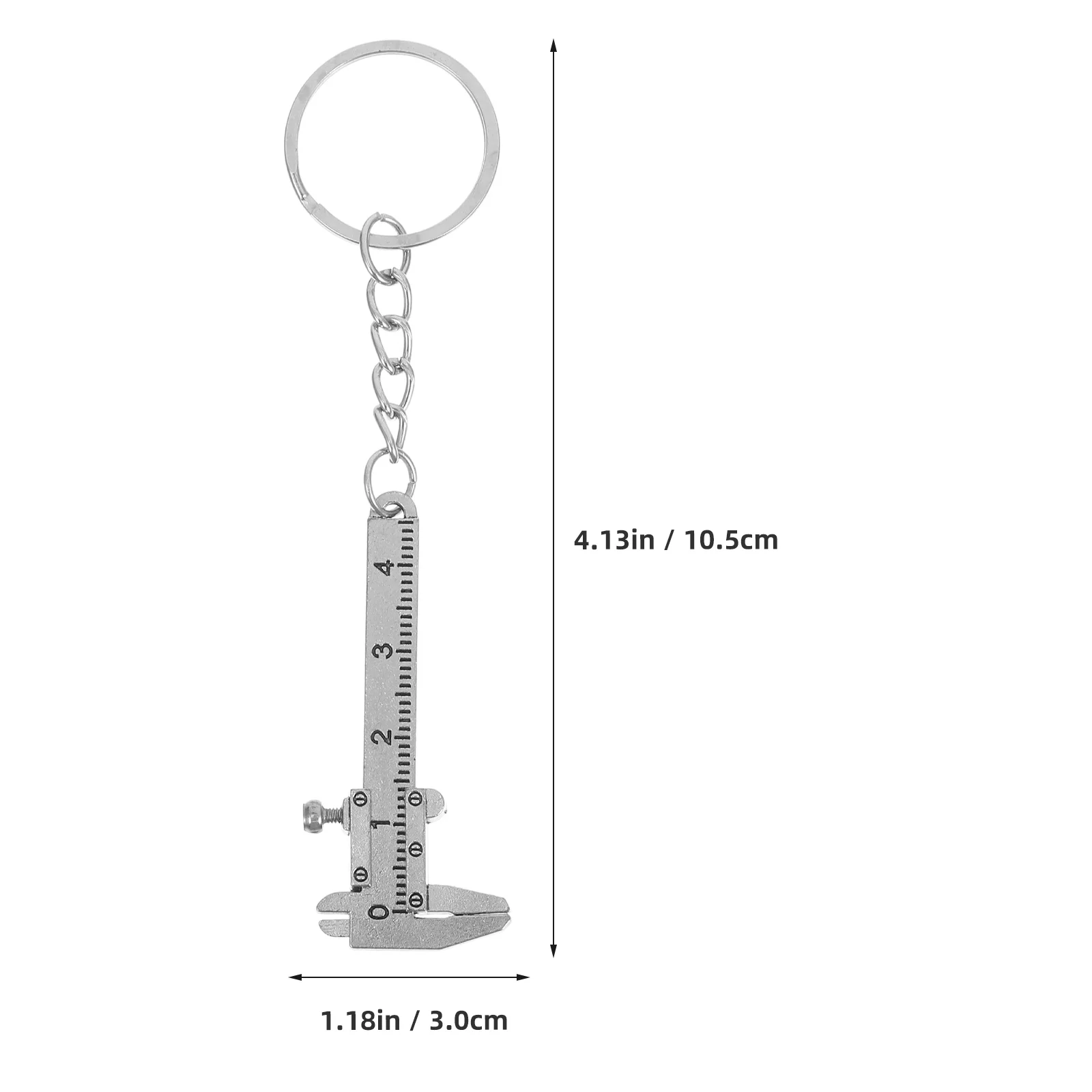 4pcs Retro Mini Vernier Caliper Straightedge Keychain 3D Movable Vernier Caliper Key Chain Precision Miniature Pocket Vernier Ca