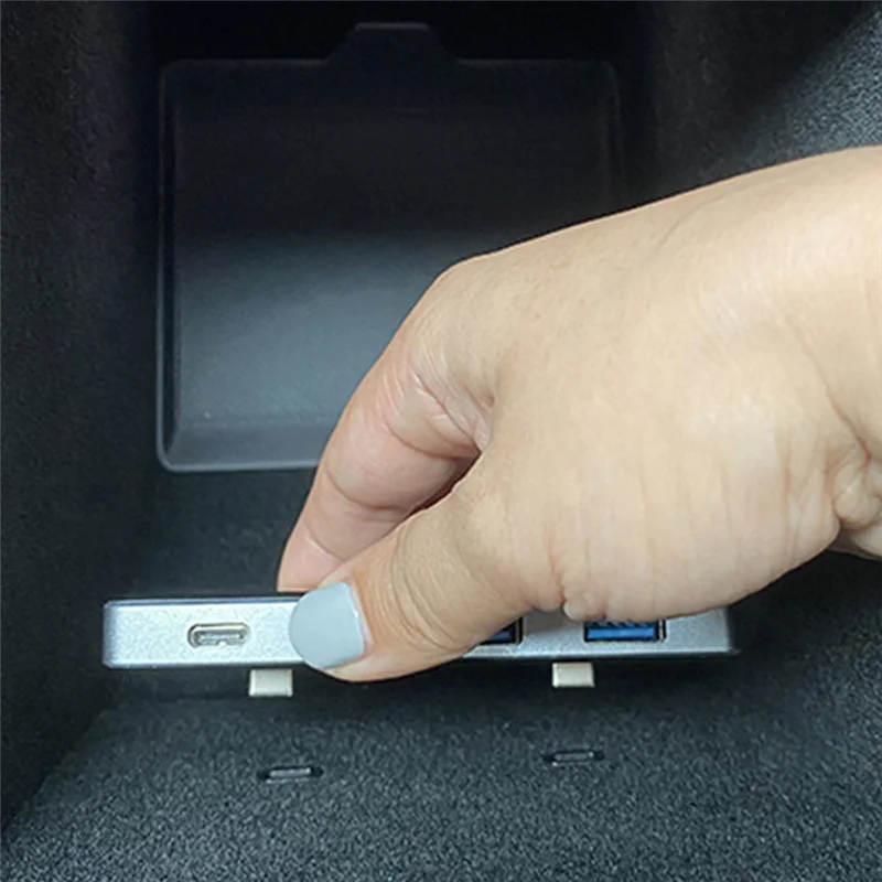 Estación de acoplamiento para coche Tesla Model3/Y, Cargador rápido tipo C, HUB USB dividido