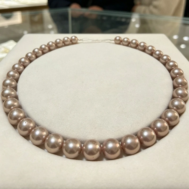 Charming 11-14mm Metal Color Pearl Necklace, Natural Growth Lines, Casual Women Jewelry for Daily Wear