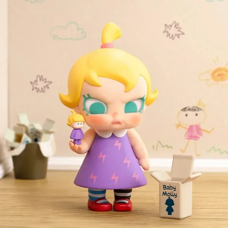 POP MART Baby Molly Saat Saya Berusia Tiga Tahun! Mainan Blind Box Seri Kawaii Anime Action Figure Caixa Caja Kotak Kejutan Boneka Misteri