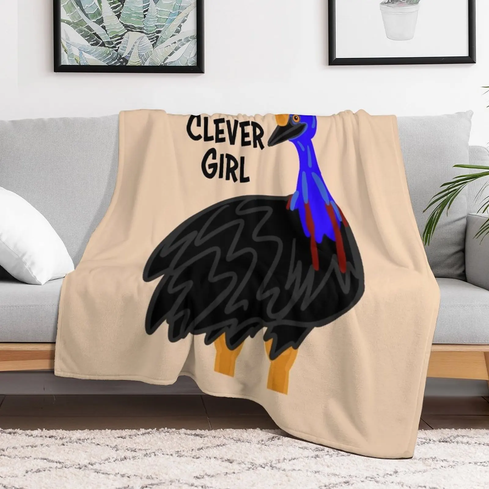 Clever Girl. Cassowary - Cartoon Throw Blanket Hairys Multi-Purpose Thermals For Travel Blankets