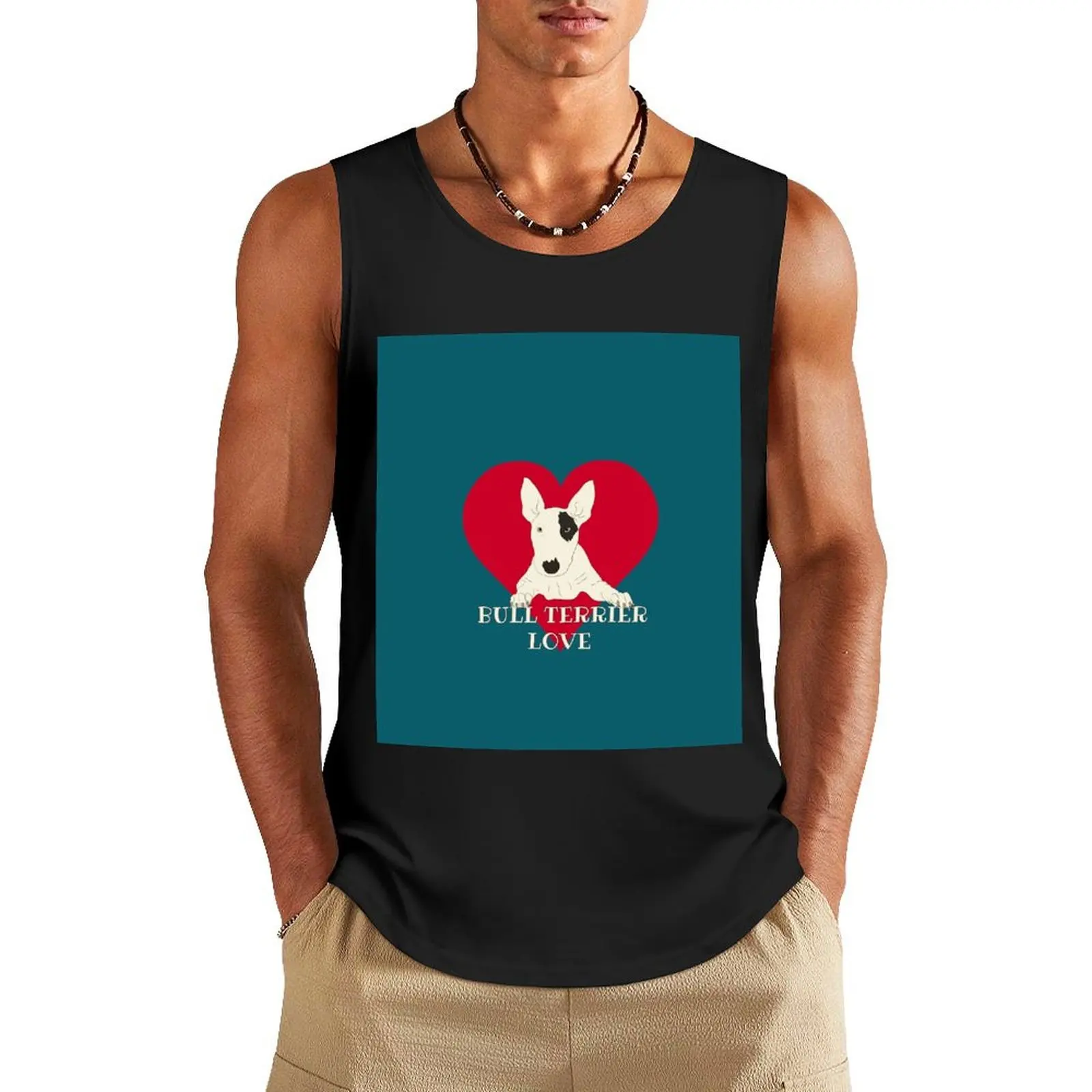 

Bull Terrier Love Tank Top t shirt gym Men's summer clothes Japanese t-shirt man vest