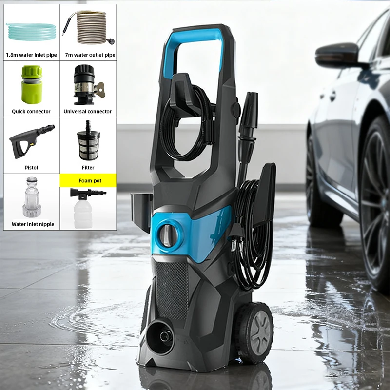 

High-Pressure Car Washer With Powerful Water Pump 220V Household Automatic Washer for Car Bicycle Terrace Garden Floor Cleaning