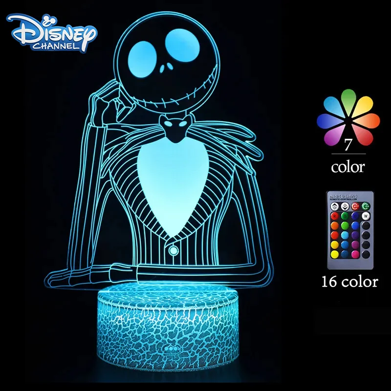 

3D Светодиодная лампа «Кошмар перед Рождеством», ночник в стиле аниме Джек Скеллингтона для детей, лампа для спальни, прикроватного столика, украшения для дома, подарок