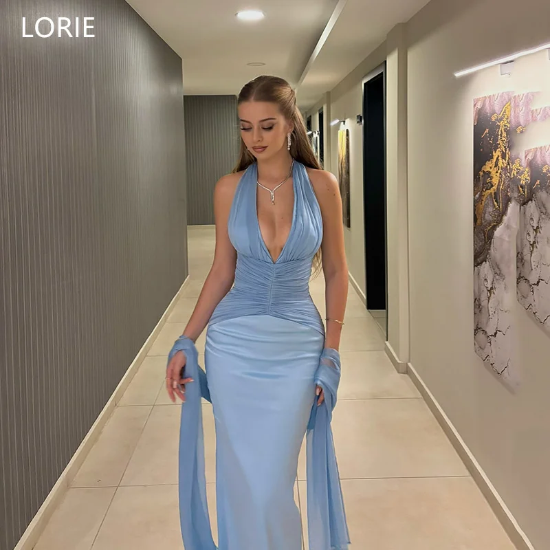 

Customized Holiday Style Off Shoulder Pleat Prom Dresses Contrast Color Bodycon Maxi Party Dress SoDigne Halter Cocktail Gowns