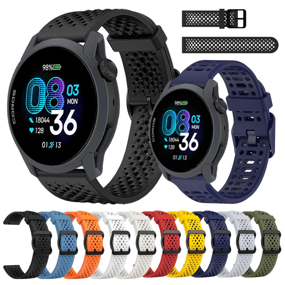 Correa suave de silicona de 22mm para COROS PACE 4, correa transpirable para COROS APEX 4 42mm 2 Pro 46mm/PACE Pro 3, pulseras deportivas