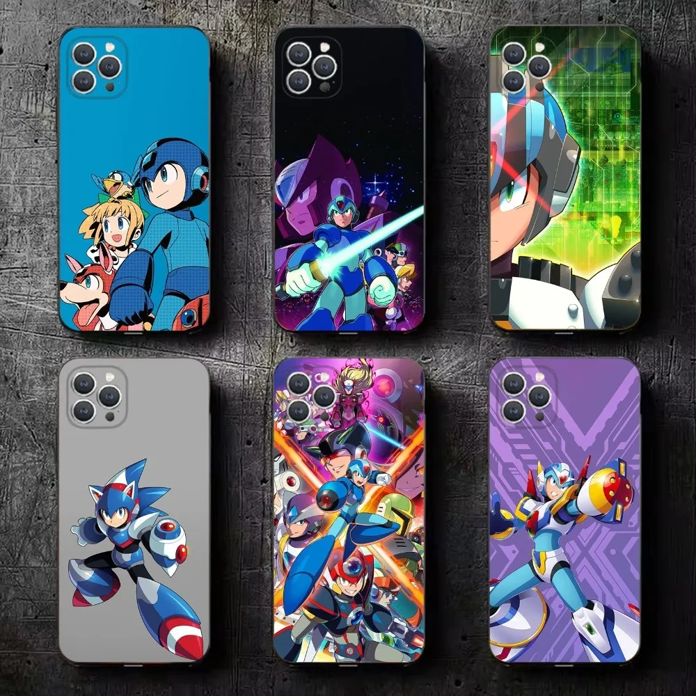 

R-Rockman M-Megaman Game Phone Case For iPhone 15,14,13,12,11,Plus,Pro Max,XS,X,XR,SE,Mini,8,7 Soft Silicone Black Cover