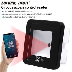 DC12V 125Khz/13,56 Mhz RFID Barcode 2D QR code Reader Access Control Reader Wigand USB RS232 RS485 Interface 86*86MM