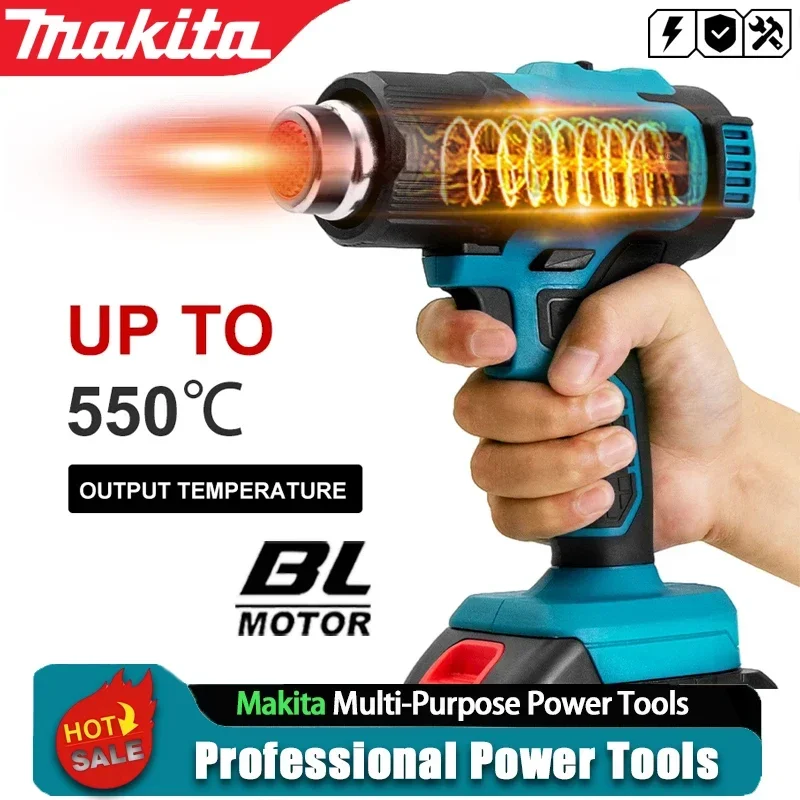 Makita 18V Hot Air Baking Gun Tools Cordless Heat Gun Air Dryer For Soldering Max 550°C Shrink Film Wireless Rechargeable DHG181