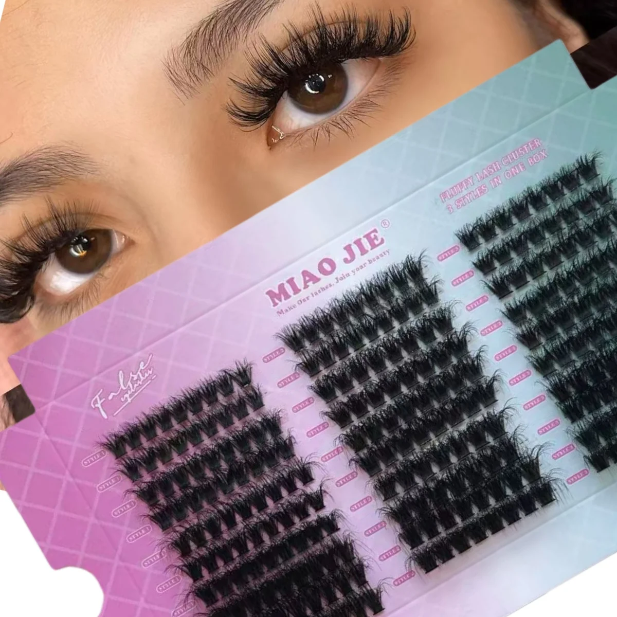 Pestañas Postizas MIAOJIE 5D, Gruesas y Naturales, de 30D a 100D, Grupos de Pestañas Individuales, Extensiones de Pestañas para Maquillaje