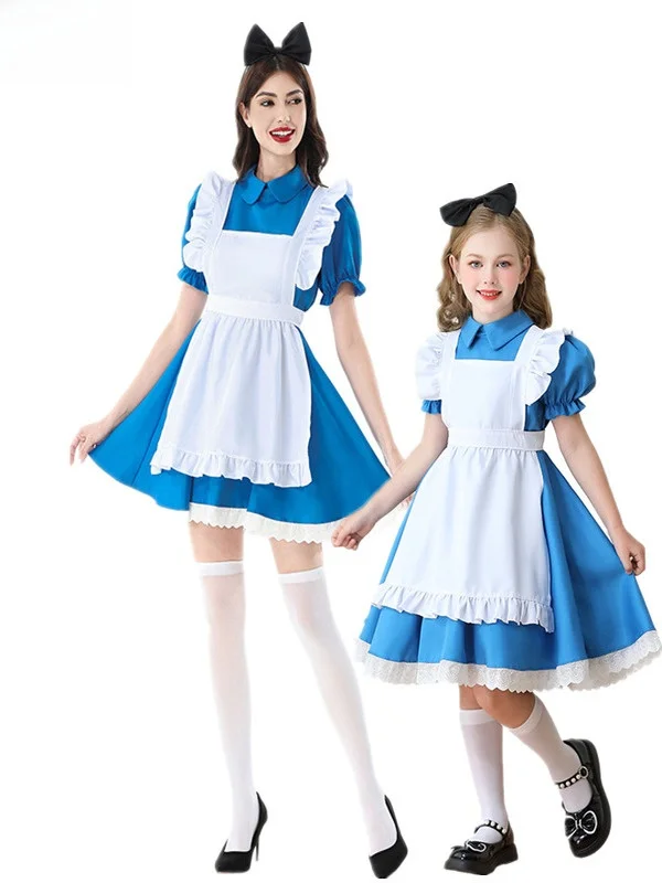 

Ролевой костюм горничной Алисы для родителей и детей на Хэллоуин, одежда для девочек, деревенская ферма, Лолита, выступление, доктор, полиэстер