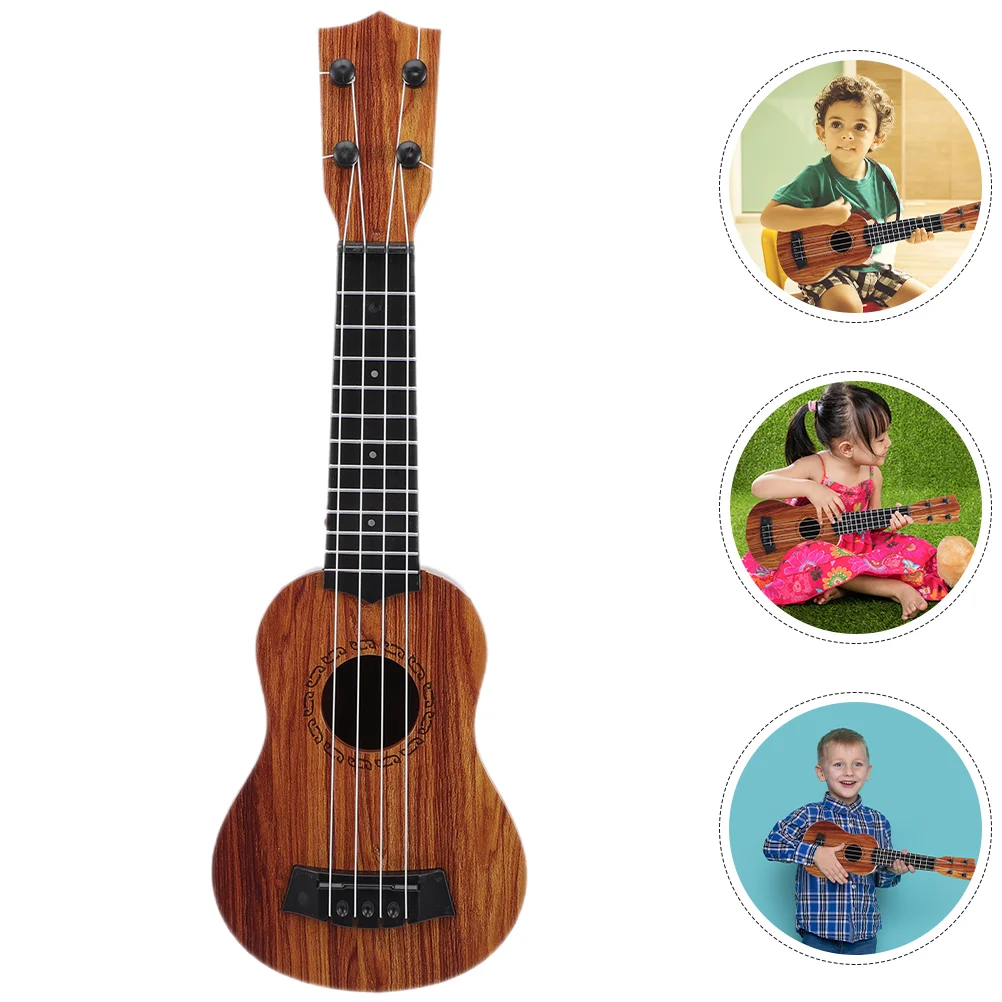 เลียนแบบ Miniature Ukulele ของเล่นเด็ก Ukulele ของเล่นเด็กวัยหัดเดินเครื่องดนตรีของเล่นเด็ก Supply กีตาร์ไม้ของเล่น