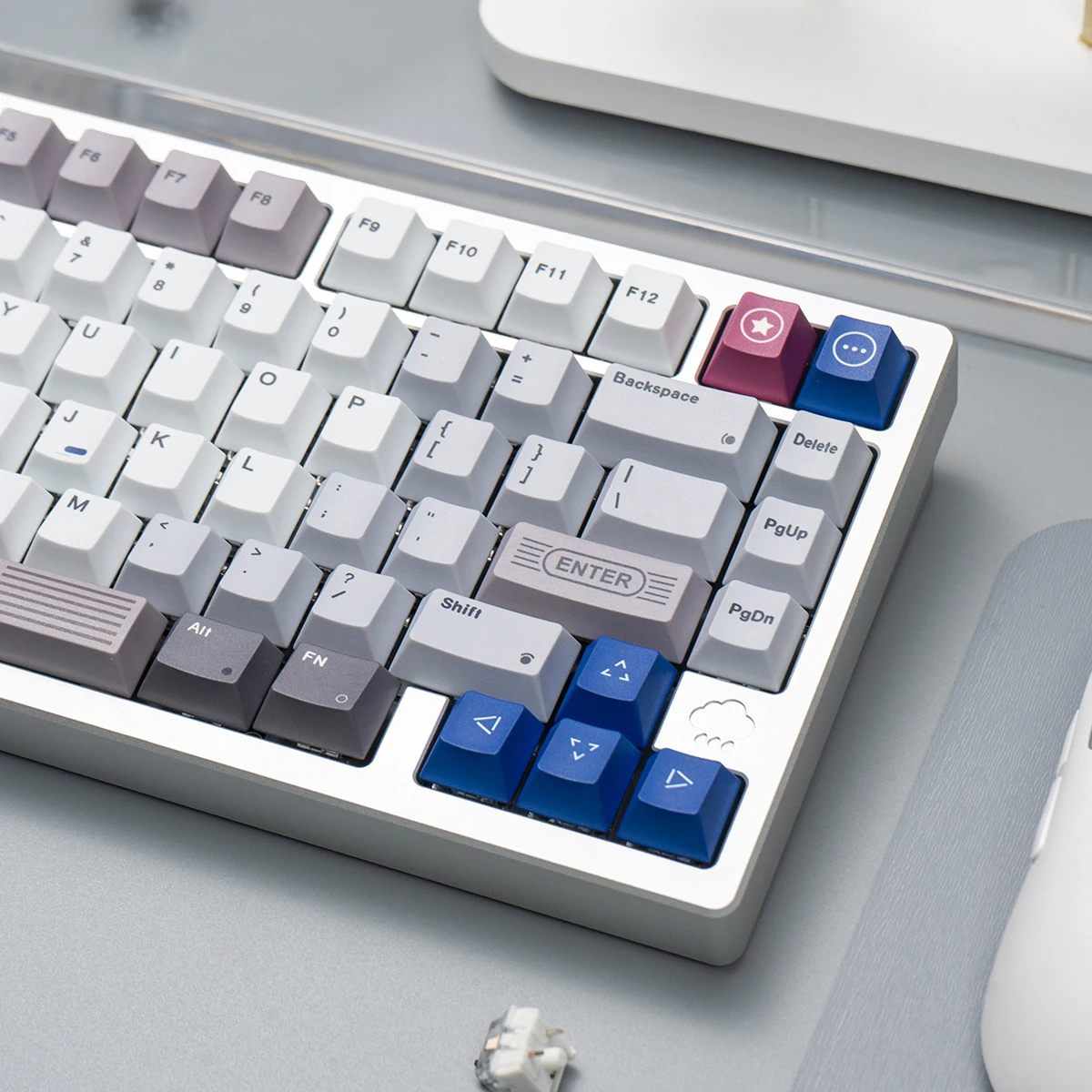Retro Game PBT keycaps 142 keys Cherry Profile Five sided Dye-Sublimate keycap grey For Alice 7U keys Mechanical Keyboard