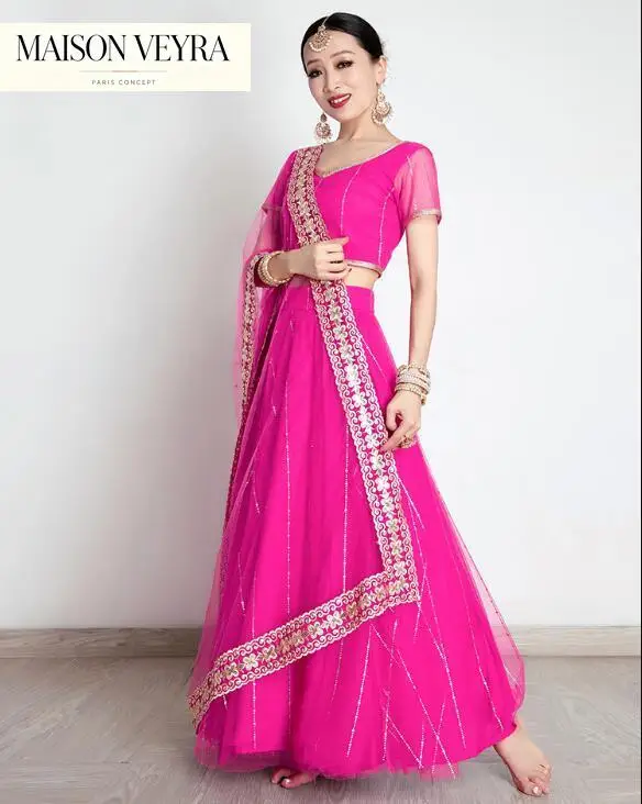 Indyjski damski strój do tańca – Saree Georgette Women recenzja i cena