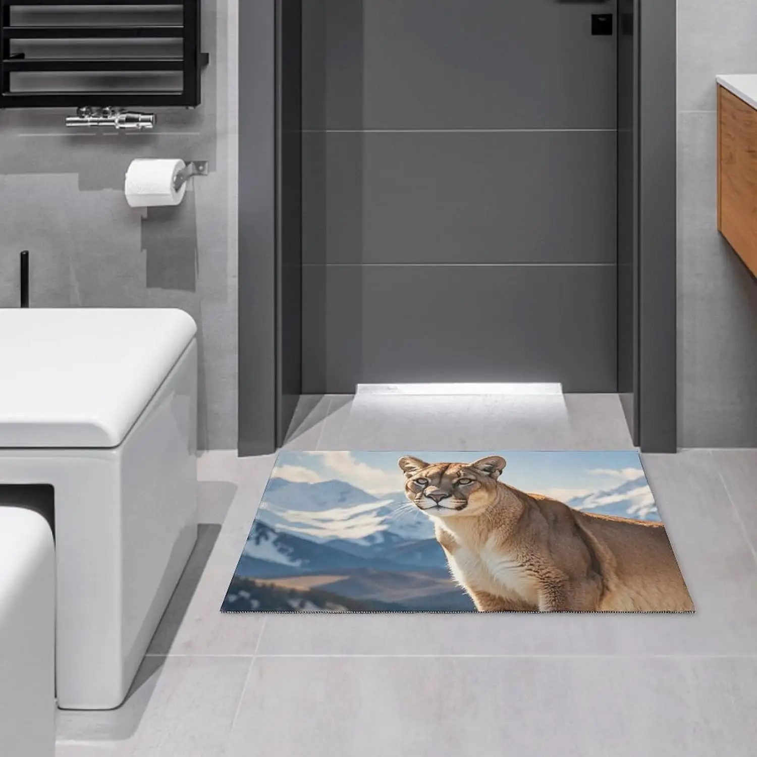 

Crystal velvet carpetPanther & Mountain Lion Area Rug for Living Room Non Slip Furry Carpet Indoor Machine Washable Rug Entryway