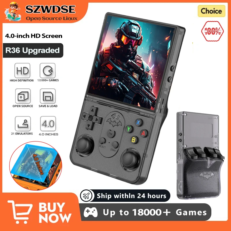 

Open Source T16 Max Retro Handheld Video Game Linux System 4.0 Inch IPS Screen Portable Pocket Video Player 18000 Games VS R36