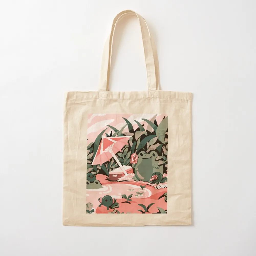 

Froggie Frolic Fun Tote Bag personalized tote bags cloth bags Portable shopping Women's beach bags Canvas