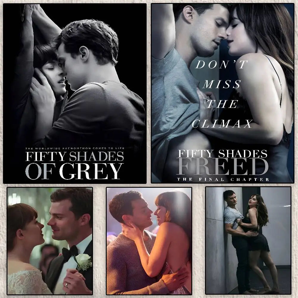 

Fifty shades of Grey Poster Modern Waterproof HD Wall Art Decal Self-Adhesive Aesthetic Decor for Home Living Room Bedroom Bar