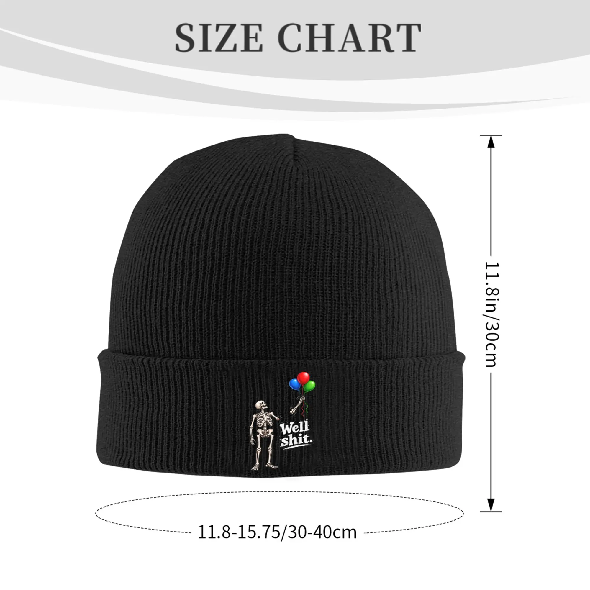 Unisex Adult Skeleton Lost Balloon Well Shit Funny Beanie Hats Cool Knitted Hat Autumn Outdoor Caps Design Elastic Bonnet Hats