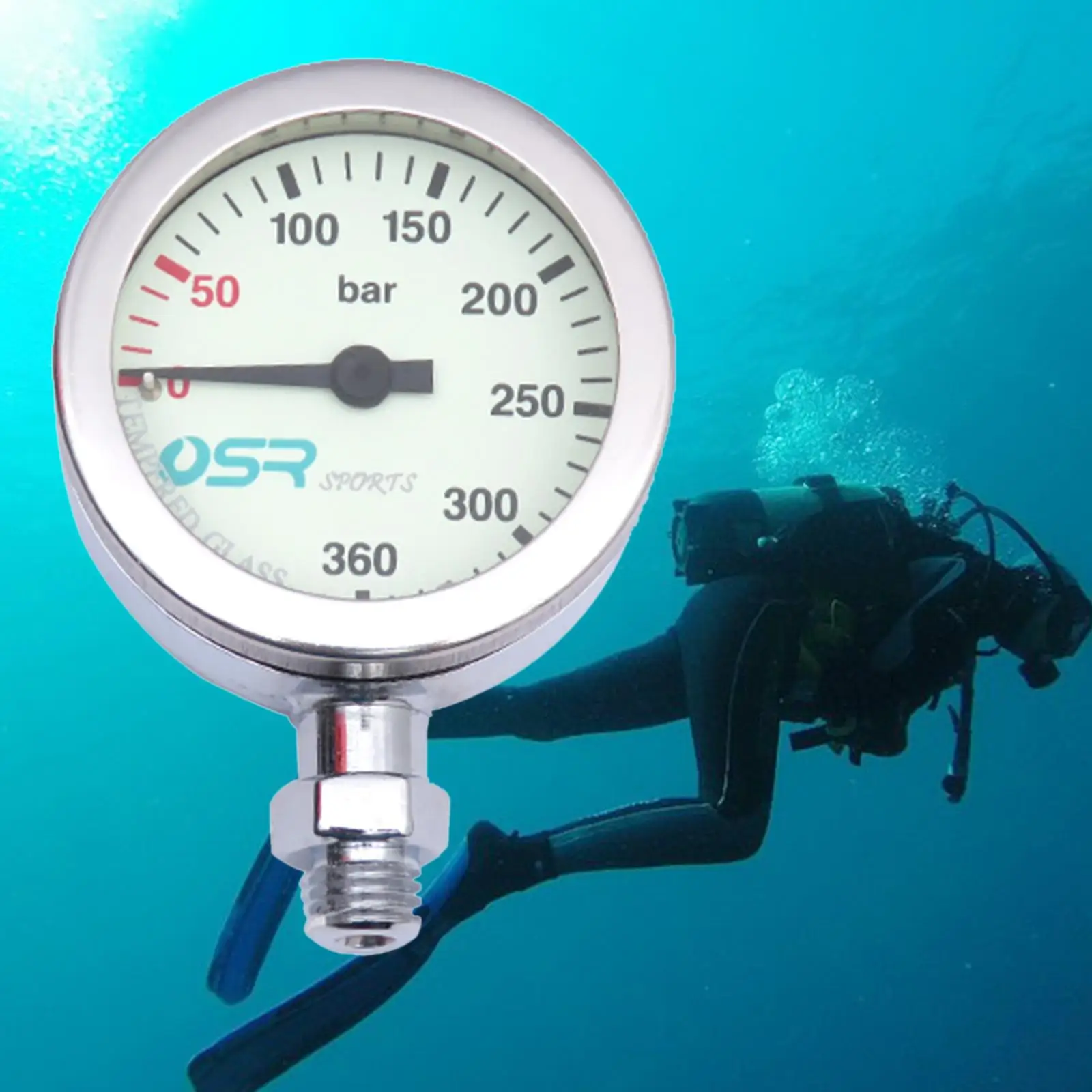 Flameer Scuba Dive Brass Pressure Gauge Readings With luminous