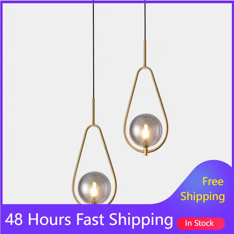 

Glass Ball Pendant Light Bedroom Bedside Bathroom Hanging Lamp Hotel Restaurant Decoration Ceiling Chandeliers Home Indoor Decor