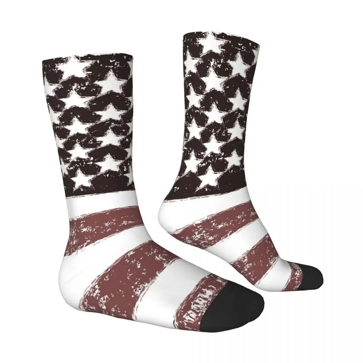 Funny Happy Men Women Socks American Flag Faded USA Retro Harajuku Hip Hop Novelty Crew Crazy Sock Breathable Basketball Socks