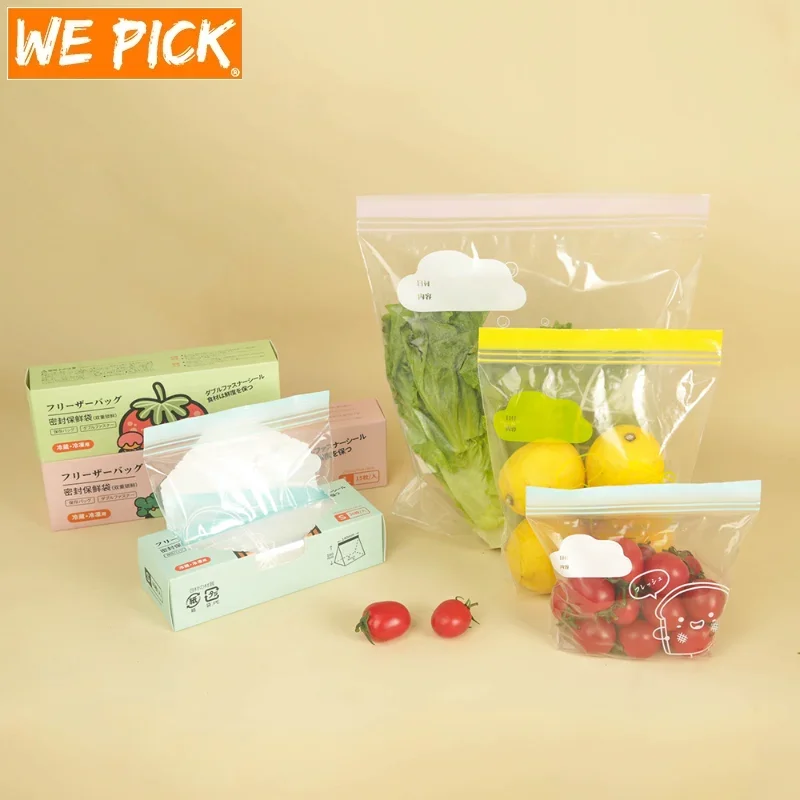 WePick Baking 3 Sizes Reusable Plastic Pouch Food Fresh Keeping Storage Containers Freezing Vegetable Fruit Packages Sealed Bag