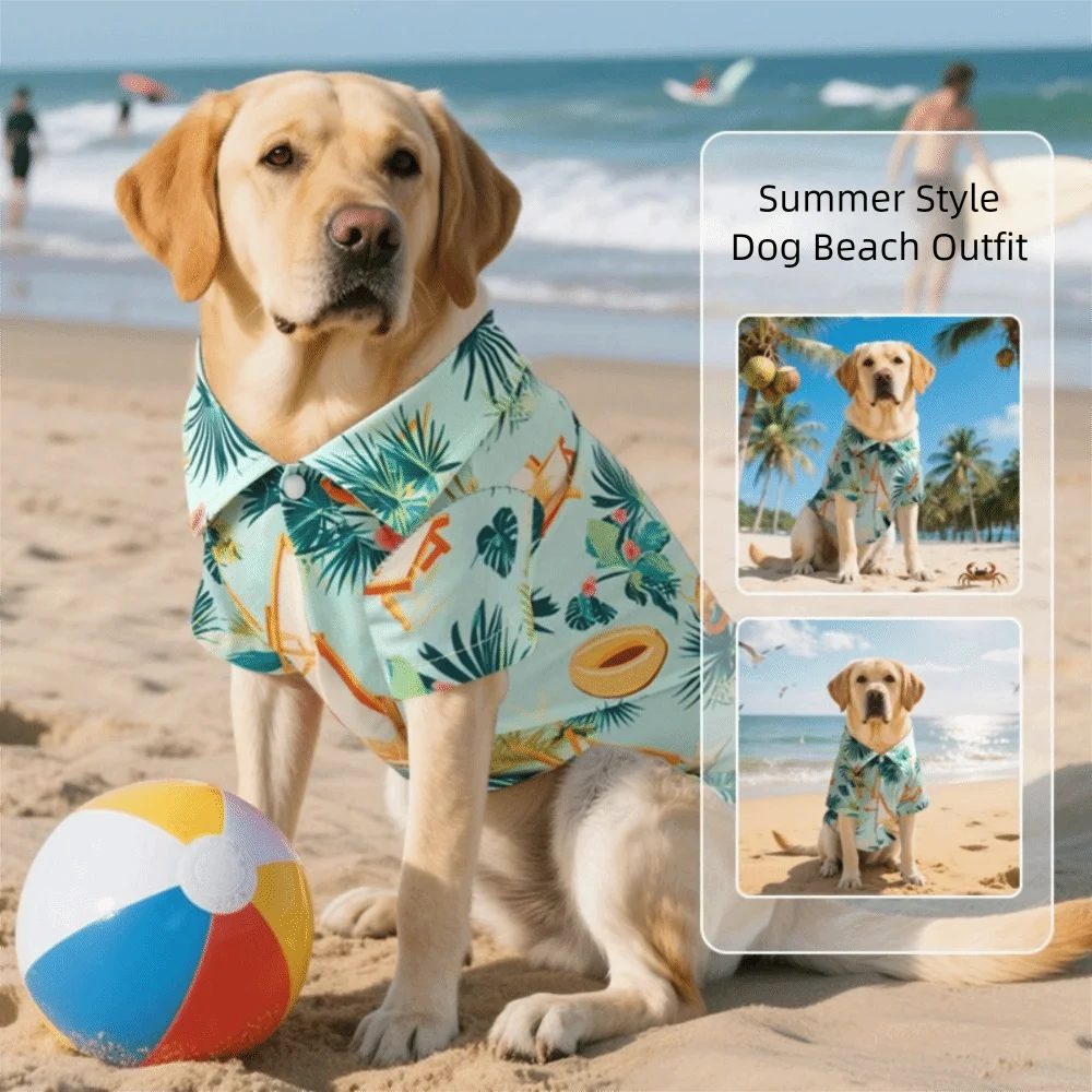 

Soft Pet Summer T-Shirt Comfortable Cool Dog Short Sleeve Fashion Breathable Dog Hawaiian Style Clothes for Large Breed Dogs