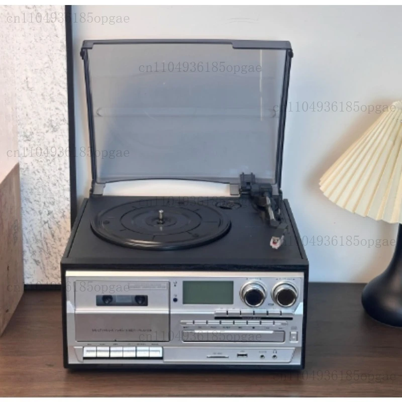 Retro vinyl platenspeler Vintage opslagtape Machine FM / AM Radio Desktop multifunctionele Bluetooth-luidspreker