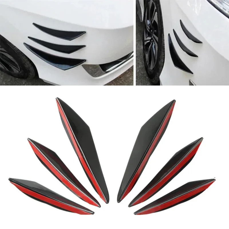 4/6 Pcs Universal Car Bumper Lip Spoiler Canards - Front Bumper Diffuser Splitter Fins - Exterior Tuning Decor Accessories for M